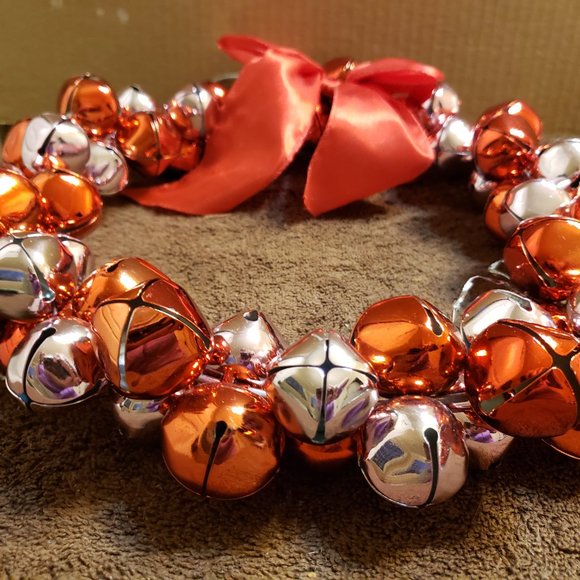 Jingle Bell Christmas Door Wreath Red Pink Silver Bells 12" x 12" - Picture 5 of 7